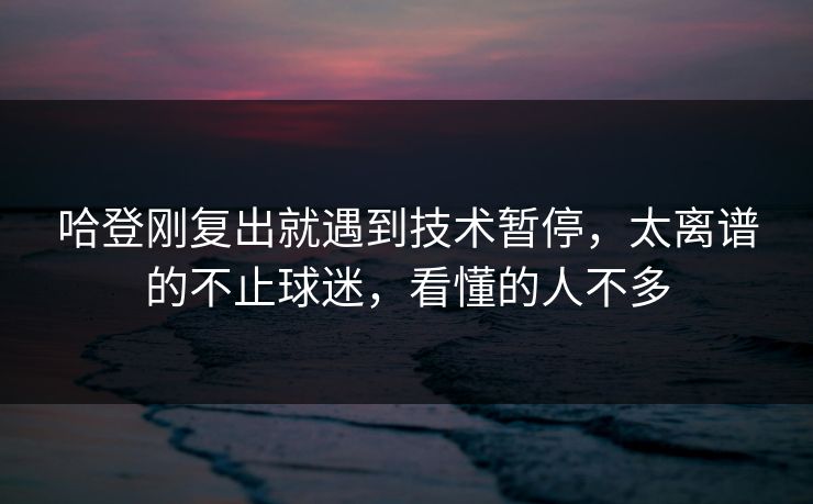 哈登刚复出就遇到技术暂停，太离谱的不止球迷，看懂的人不多